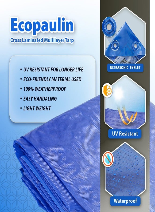 Tandhan Ecopaulin Cross Laminated Multilayer Eco-Friendly Tarpaulin Sheet Waterproof Tirpal Heavy Duty 6 X 4 Ft Poly Tadpatri - Multipurpose 200 GSM Plastic Cover Tharpai, Thadika, Tarp (Blue) - Image 2